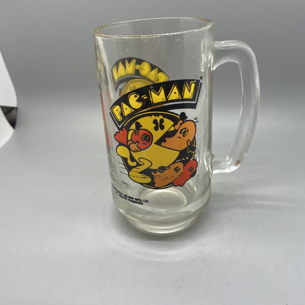 1982 Bally Midway Pac-Man Glass Mug Glass Pre Owned